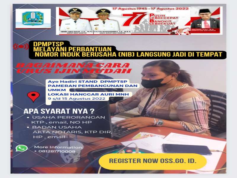 DPMPTSP MELAKUKAN PERBANTUAN PENERBITAN NIB UMKM DALAM PASAR DIGITAL BANK PAPUA 5 SD 6 AGUSTUS DI BI